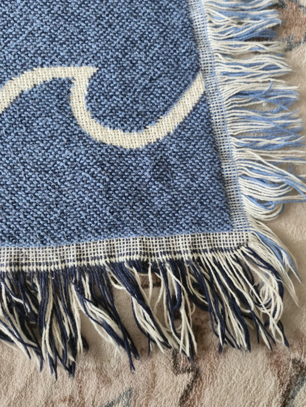 Vintage Nautical Woven Tapestry Throw Blanket 60x47 Coastal Beach Seaside Fringe
